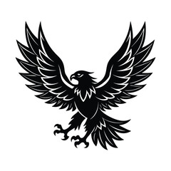 Obraz premium Eagle Silhouette Vector Illustration – Black Eagle Icon on White Background in Minimalist Style