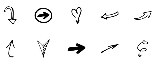 Arrow vector icon set in thin line style
