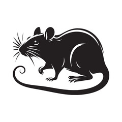 Minimalist Rat Silhouette - Rat Illustration - Rat Vector - Rat Design.