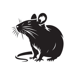 Minimalist Rat Silhouette - Rat Illustration - Rat Vector - Rat Design.