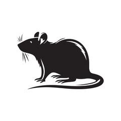 Minimalist Rat Silhouette - Rat Illustration - Rat Vector - Rat Design.
