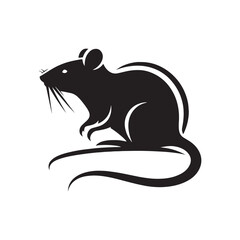 Minimalist Rat Silhouette - Rat Illustration - Rat Vector - Rat Design.