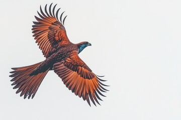 Bird in flight against a pale sky