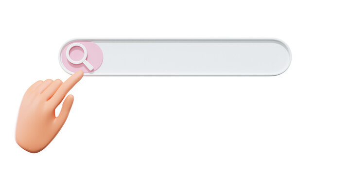 3D Rendering user hand search bar concept, 3D Rendering illustration