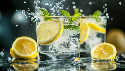 Refreshing lemon and mint drinks