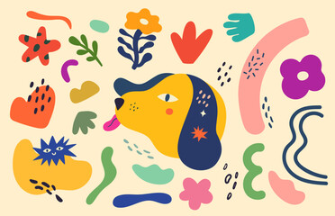 Hand-drawn modern illustration. Baby hand drawn design for textile, posters, cards. Vector illustration with cute animals