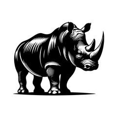 Obraz premium Rhinoceros Silhouette - Minimalist Design of Rhinoceros - Vector of Rhinoceros - Rhinoceros Illustration.
