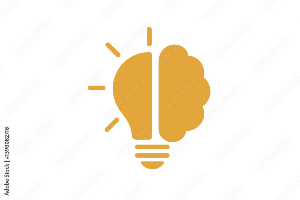 Poster Light bulb and brain vector icon symbolizing ideas and creativity in design and innovation