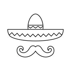 Sombrero hat mexico icon vector carnival sign