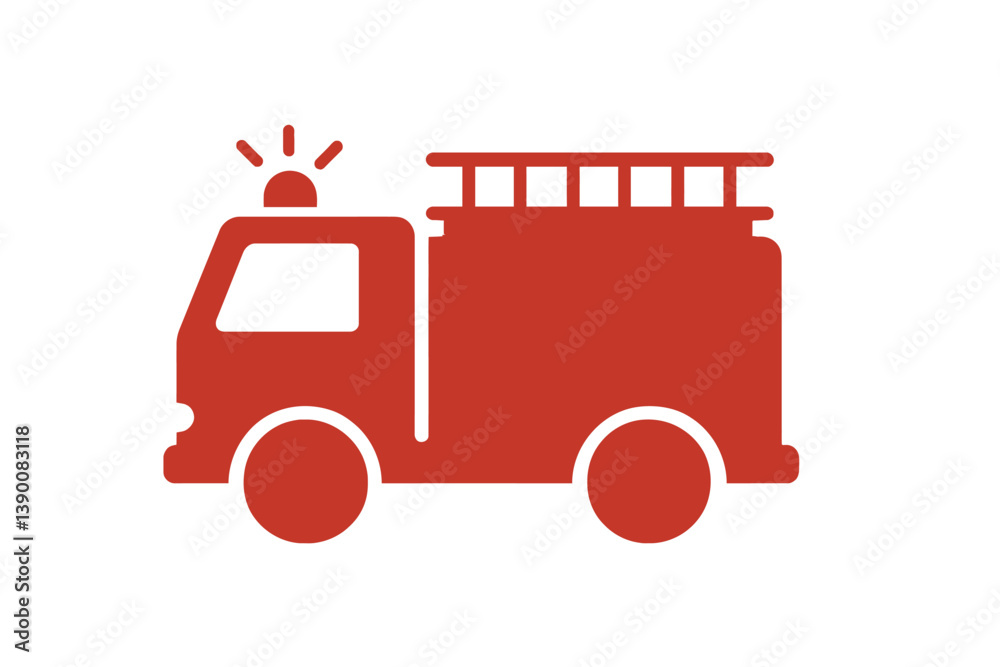 Aufkleber fire truck vector icon representing emergency response team in action with siren activated during da