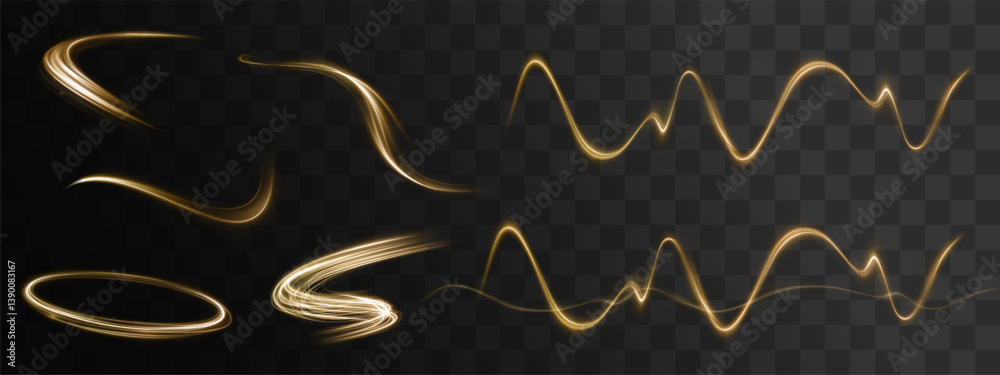 Aufkleber dynamic golden swirl of light with sparkling particles, circular energy flow, and elegant neon flare