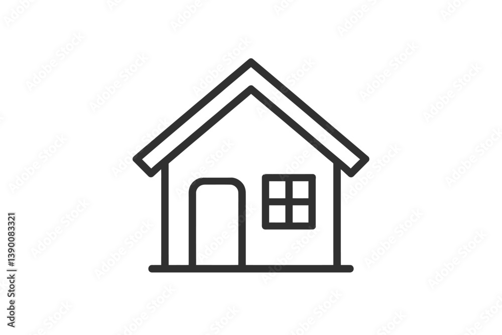 Leinwandbilder Simple line vector icon of a house with a door and window design suitable for various digital applications and graphics