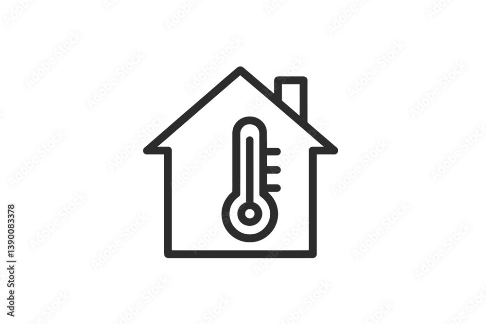 Poster home temperature control icon representing heating and cooling systems for improved indoor comfort a