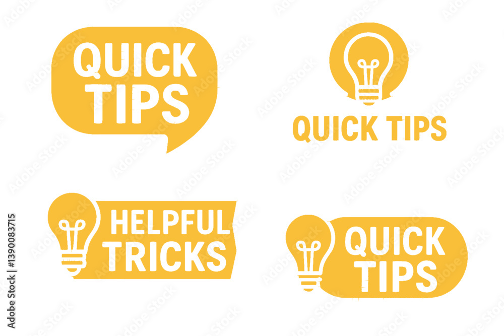 Poster Collection of line vector icons featuring quick tips and helpful tricks in various designs suitable for digital use