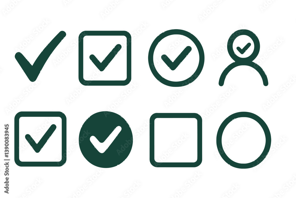 Leinwandbilder Vector icons of check marks and user symbols for digital design applications and user interfaces