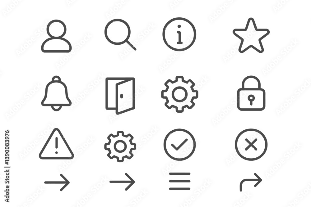 Leinwandbilder Various line vector icons representing different functionalities and concepts for digital interfaces and applications
