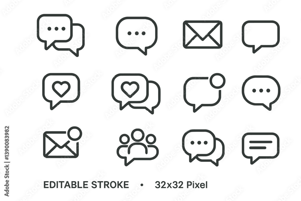 Aufkleber Communication and messaging icons in line vector style suitable for digital and graphic design projects