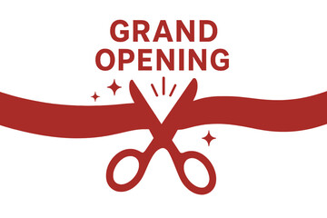 Grand opening event with scissors cutting ribbon to celebrate new business launch and community engagement initiative