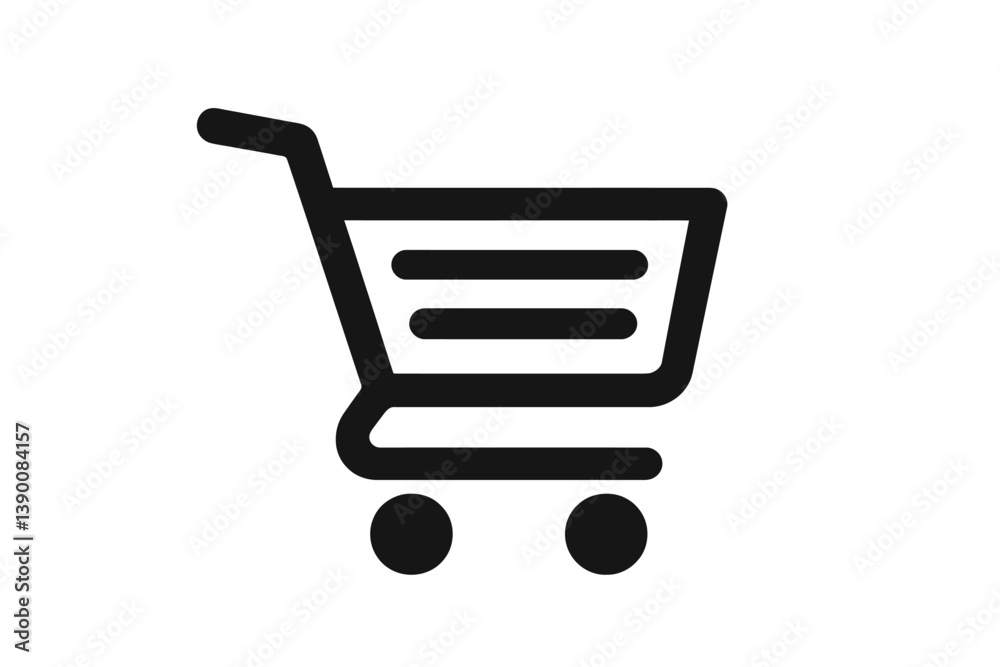Aufkleber shopping cart icon representing online purchasing and retail activities in a minimalist design