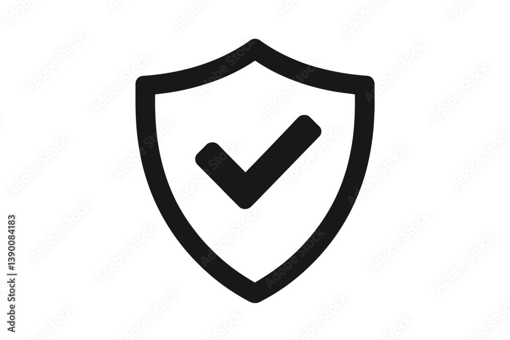 Poster Abstract line vector icon representing security and trust with a shield and checkmark design