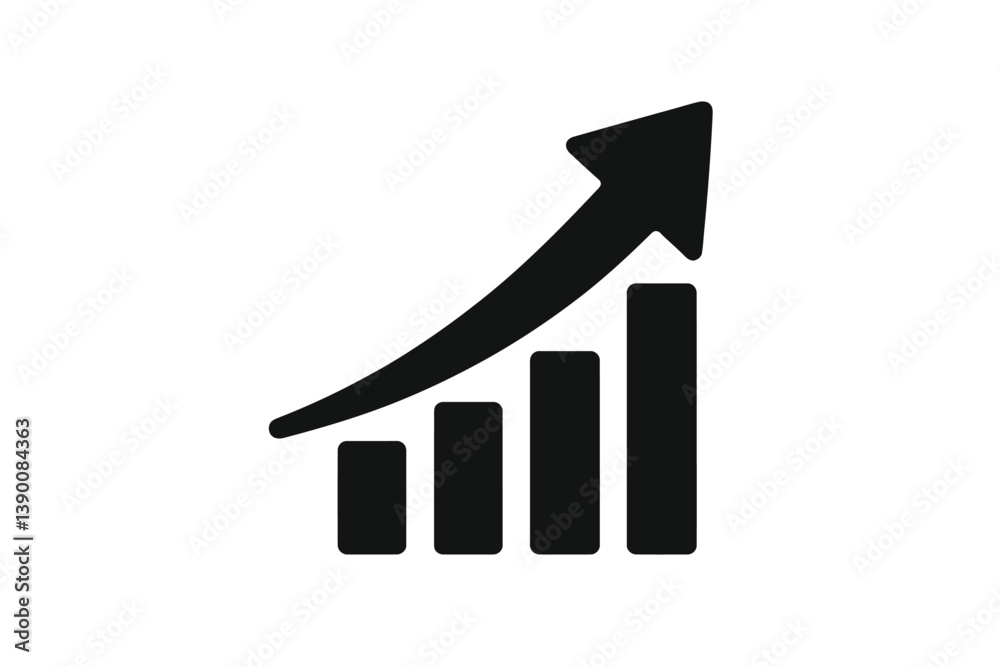 Poster Growth chart illustrating upward trend in performance over time with line vector design