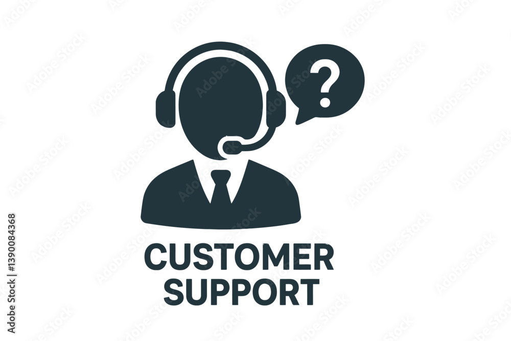 Aufkleber customer support representative providing assistance through a headset with a question mark symbol i