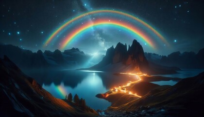 A Rainbow That Appears at Midnight – A rare nighttime rainbow