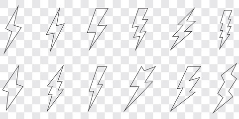 thunder bolt flash icon, flash lightning bolt icon - Electric power icon symbol - Power energy icon sign in filled, thin, line, outline and stroke style for apps and website