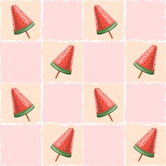 Seamless pattern with ice cream. Summer pattern.