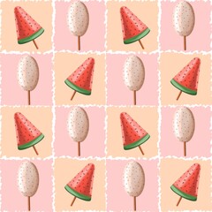 Seamless pattern with ice cream. Summer pattern.