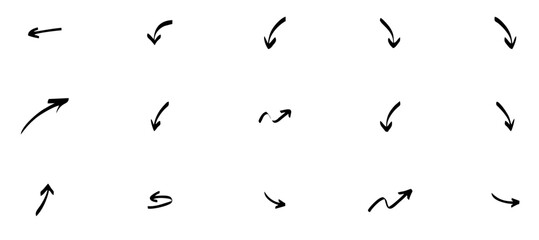 Hand drawn arrow mark icons vector,Arrow vector icon set in thin line style