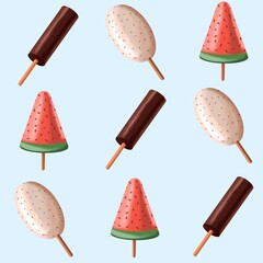 Seamless pattern with ice cream. Summer pattern.