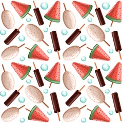 Seamless pattern with ice cream. Summer pattern.
