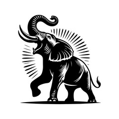 Roaring elephant Silhouette - Vector of Roaring elephant - Minimalist Roaring elephant Design.
