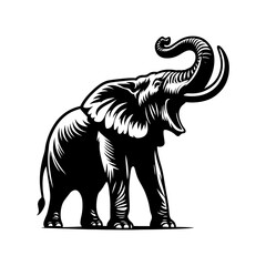 Roaring elephant Silhouette - Vector of Roaring elephant - Minimalist Roaring elephant Design.