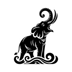 Roaring elephant Silhouette - Vector of Roaring elephant - Minimalist Roaring elephant Design.