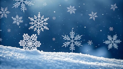 Winter snowflakes background blue snow christmas holiday season art