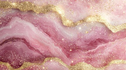 Obraz premium Pink Gold Glitter Fluid Art
