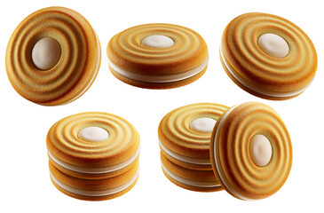 Sandwich cookies with milk cream. 3d illustration. Isolated on white background.	