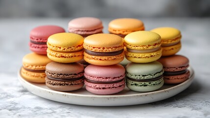 Fototapeta premium Colorful Macarons Sweet Pastry Delights of excellence in splendor beyond compare with grace
