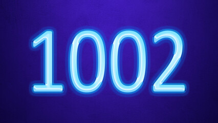 Glowing blue number design of 1002 on blue background.