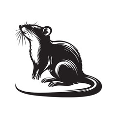 Shrew Silhouette - Minimalist Shrew Vector - Illustration of Shrew .