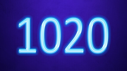 Glowing blue number design of 1020 on blue background.
