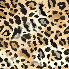 Vector trendy leopard seamless pattern. Hand drawn fashionable wild animal skin natural brown texture for fashion print design, fabric, textile, cover, wrapping paper, background, wallpaper. © Ketmut