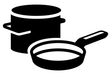 icon of a saucepan and frying pan symbolizing cooking and kitchen preparation tools.