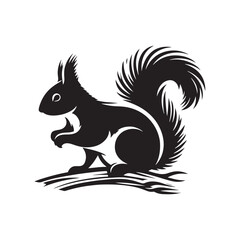 Squirrel Silhouette - Minimalist Squirrel Vector - Illustration Of Squirrel .