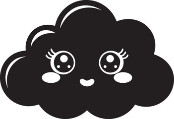 Kawaii Cloud emotion silhouette vector design