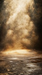 Dramatic, golden, smoky stage backdrop