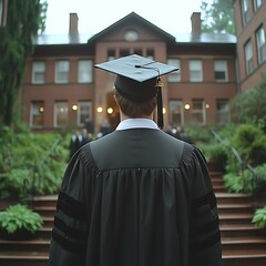 Graduate standing at commencement ceremony