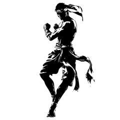 Epic Boxer Warrior in Fight Mode Logo Martial Arts Illustration